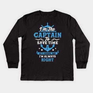 I'm The Captain Funny Boat Owner Gift Kids Long Sleeve T-Shirt